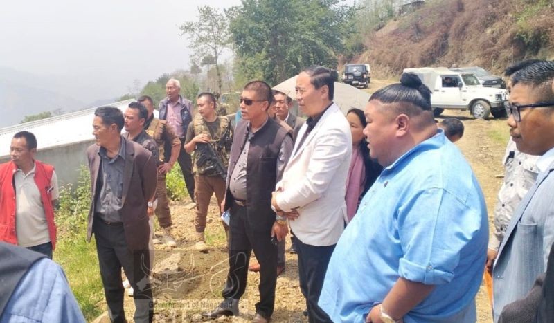 Minister Temjen Imna Along with MLA Dr Neisatuo Mero visited the new site of Pfütsero Government College on April 18. (DIPR Photo)
